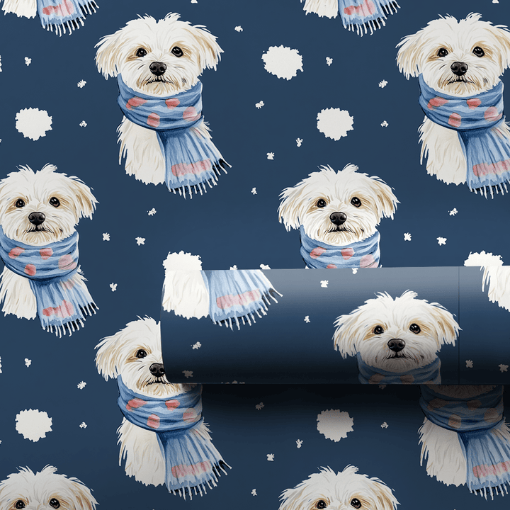 Bundle Up with the Maltese - Wrapping Paper - Aspen & Arlo