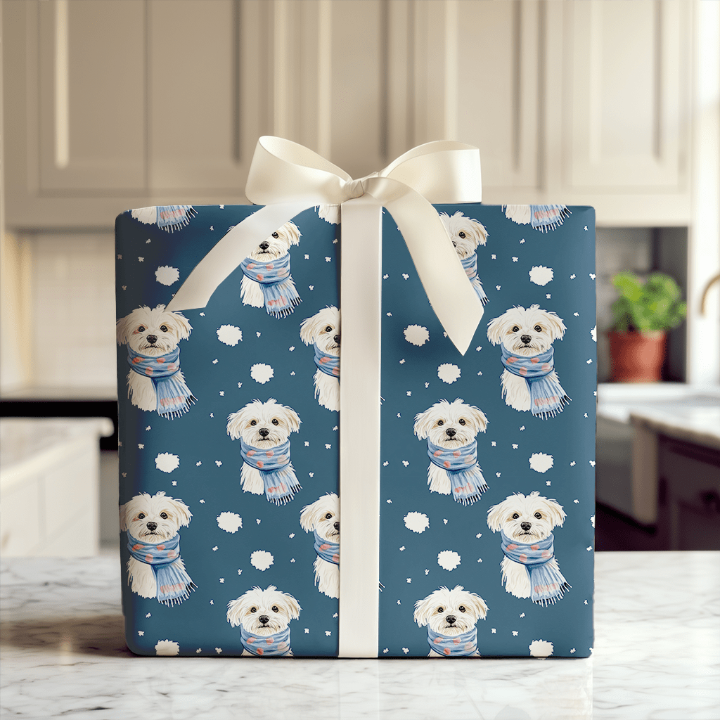 Bundle Up with the Maltese - Wrapping Paper - Aspen & Arlo