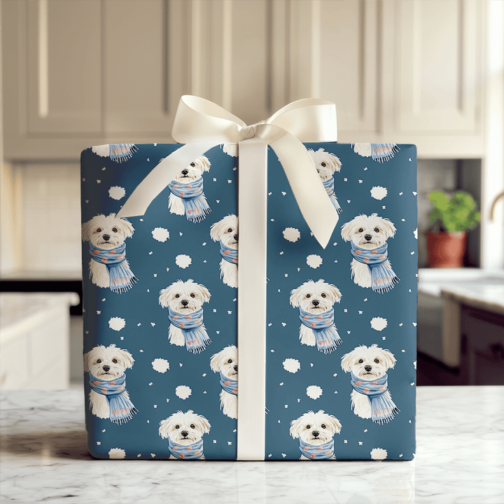 Bundle Up with the Maltese - Wrapping Paper - Aspen & Arlo