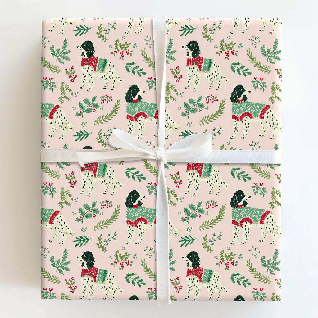 Holly Jolly English Setters - Wrapping Paper - Aspen & Arlo