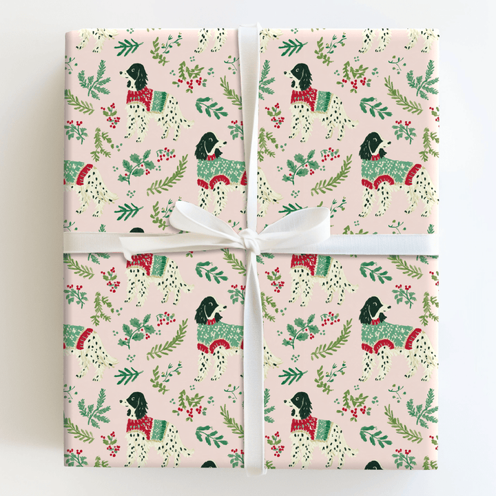 Holly Jolly English Setters - Wrapping Paper - Aspen & Arlo