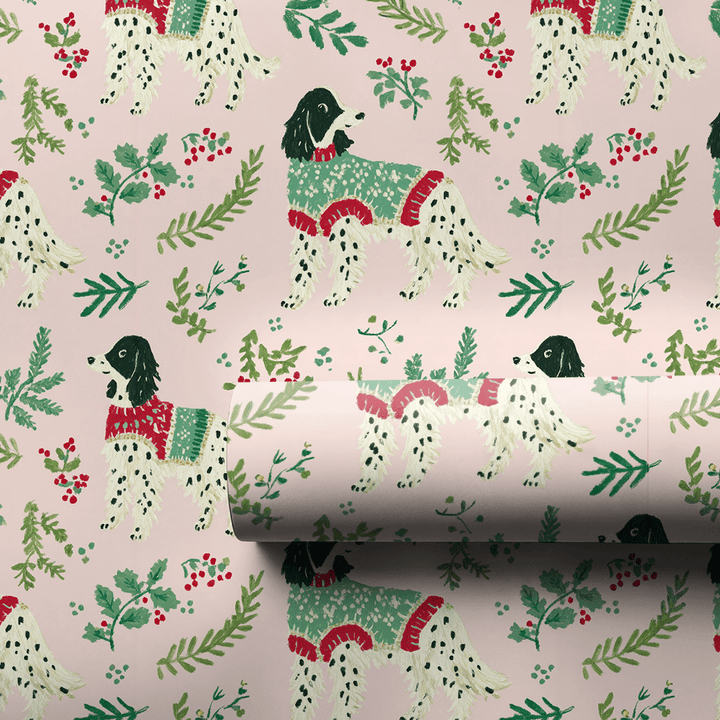 Holly Jolly English Setters - Wrapping Paper - Aspen & Arlo
