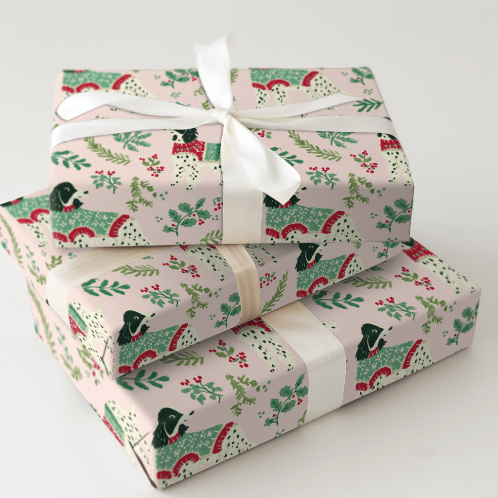 Holly Jolly English Setters - Wrapping Paper - Aspen & Arlo