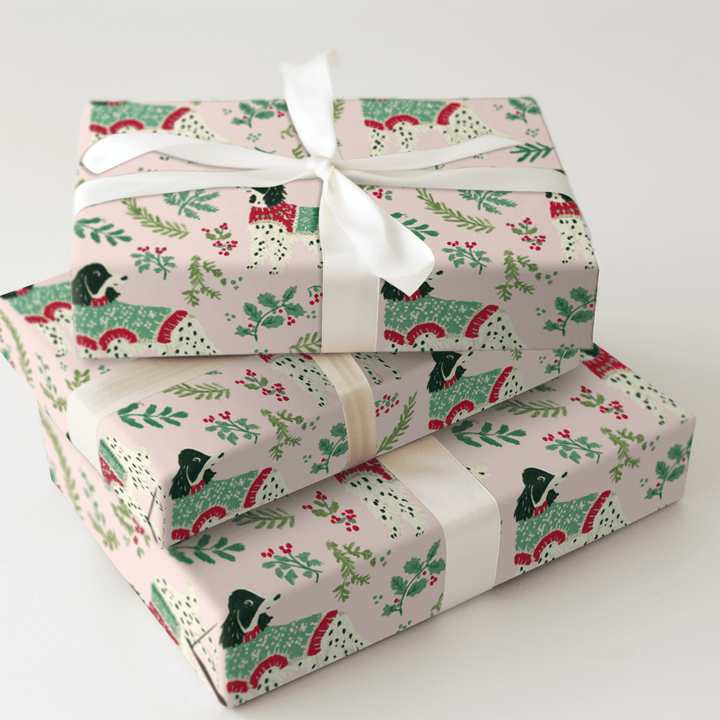 Holly Jolly English Setters - Wrapping Paper - Aspen & Arlo