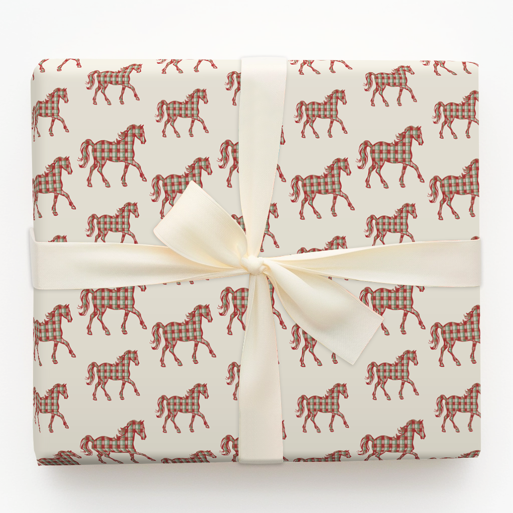 Gingham Christmas Horses