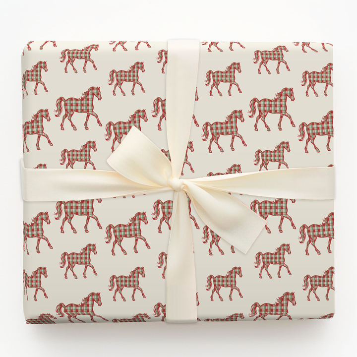 Gingham Christmas Horses