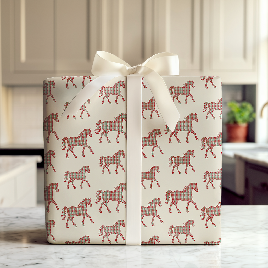 Gingham Christmas Horses