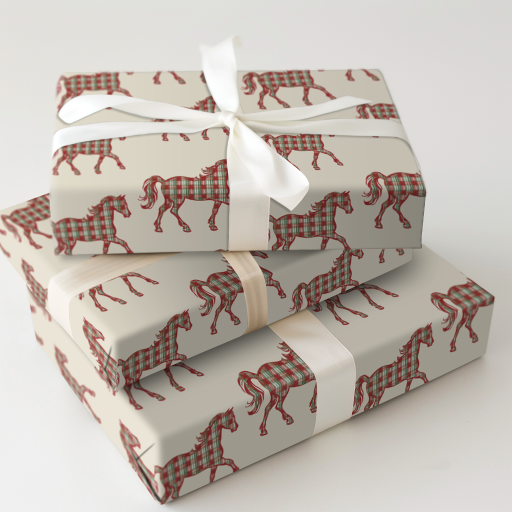 Gingham Christmas Horses
