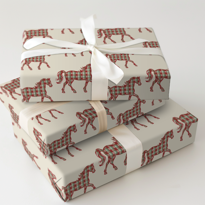 Gingham Christmas Horses