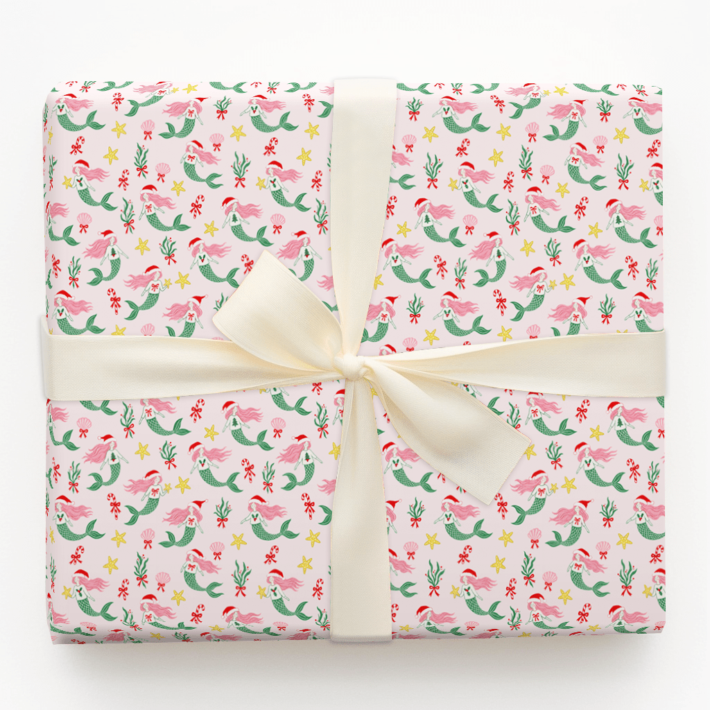 Santa Hat Mermaids - Wrapping Paper - Aspen & Arlo