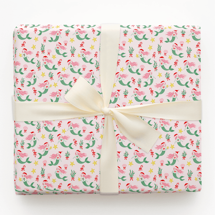 Santa Hat Mermaids - Wrapping Paper - Aspen & Arlo