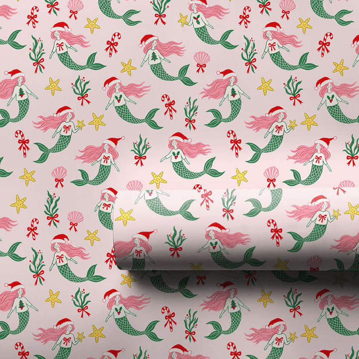 Santa Hat Mermaids - Wrapping Paper - Aspen & Arlo