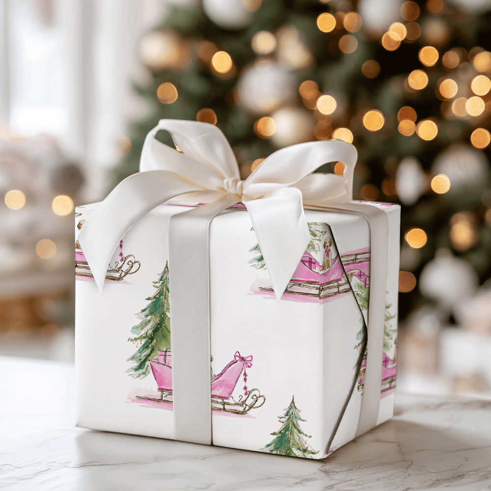 Puppy Sleigh Ride - Wrapping Paper - Aspen & Arlo