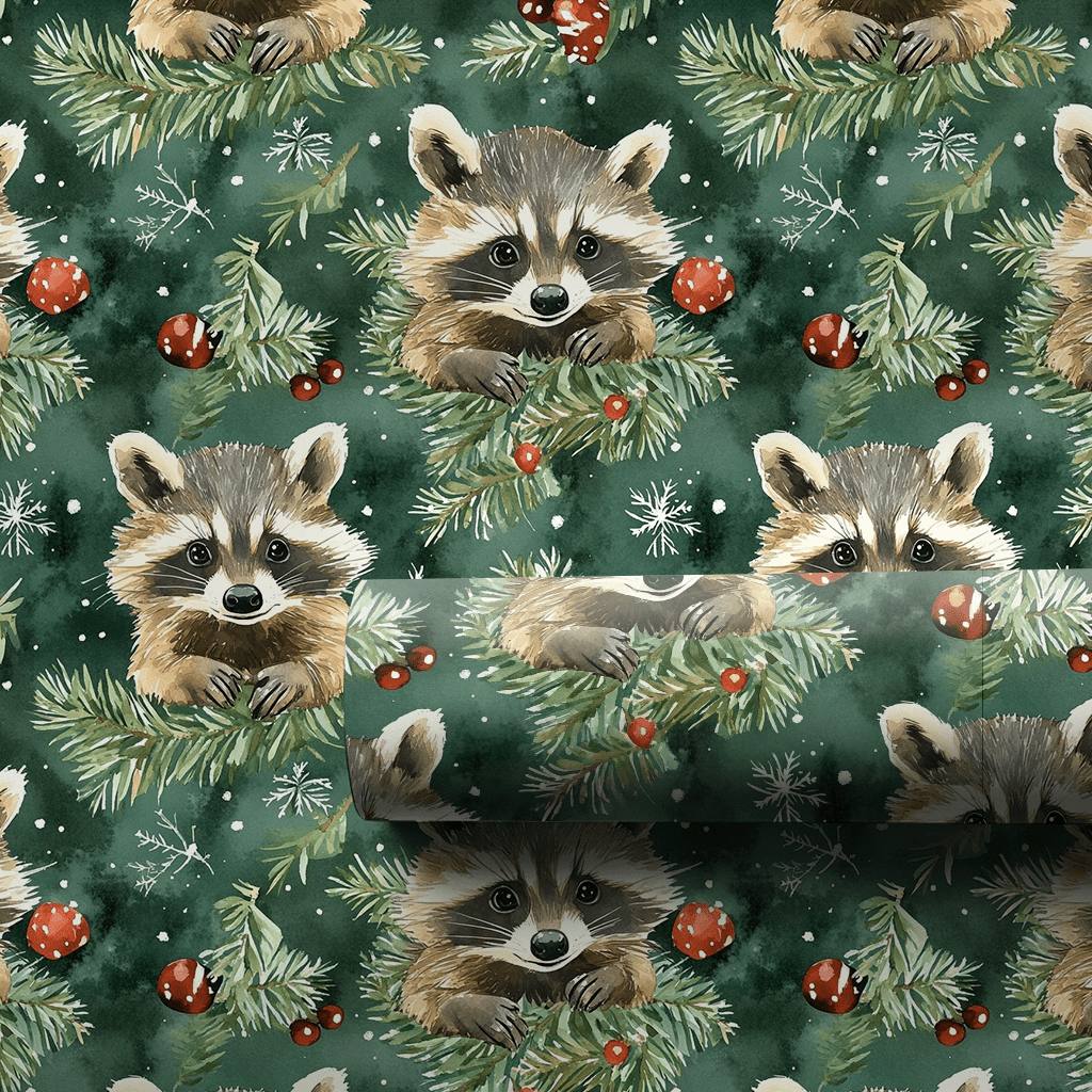 Tis the Season Racoon - Wrapping Paper - Aspen & Arlo