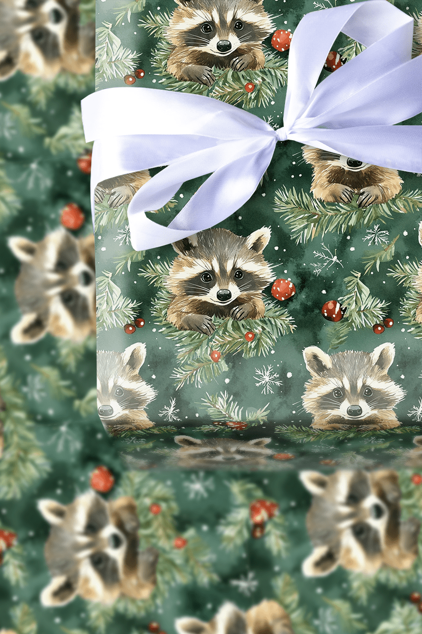Tis the Season Racoon - Wrapping Paper - Aspen & Arlo