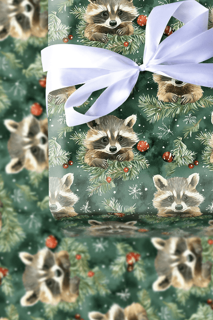 Tis the Season Racoon - Wrapping Paper - Aspen & Arlo