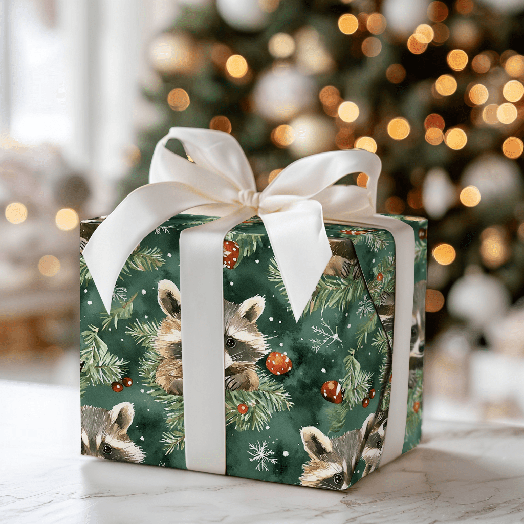 Tis the Season Racoon - Wrapping Paper - Aspen & Arlo