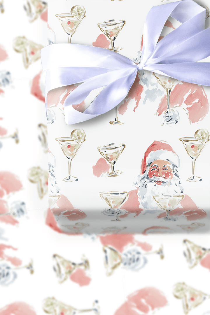 Martini Santa - Wrapping Paper - Aspen & Arlo