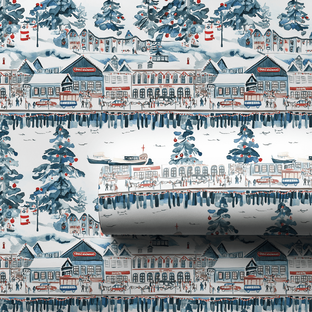 Snow at the Wharf - Wrapping Paper - Aspen & Arlo