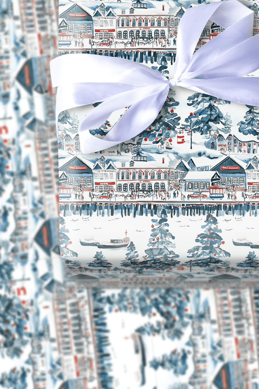 Snow at the Wharf - Wrapping Paper - Aspen & Arlo