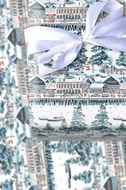 Snow at the Wharf - Wrapping Paper - Aspen & Arlo