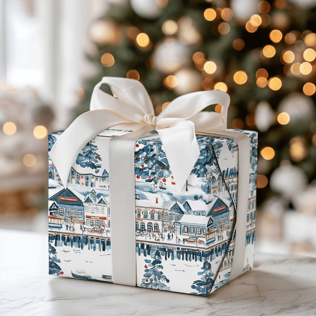 Snow at the Wharf - Wrapping Paper - Aspen & Arlo