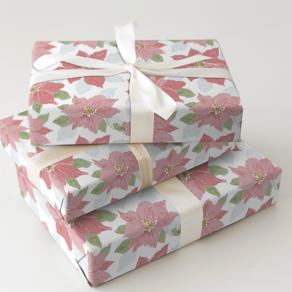 Pastel Poinsettas - Wrapping Paper - Aspen & Arlo