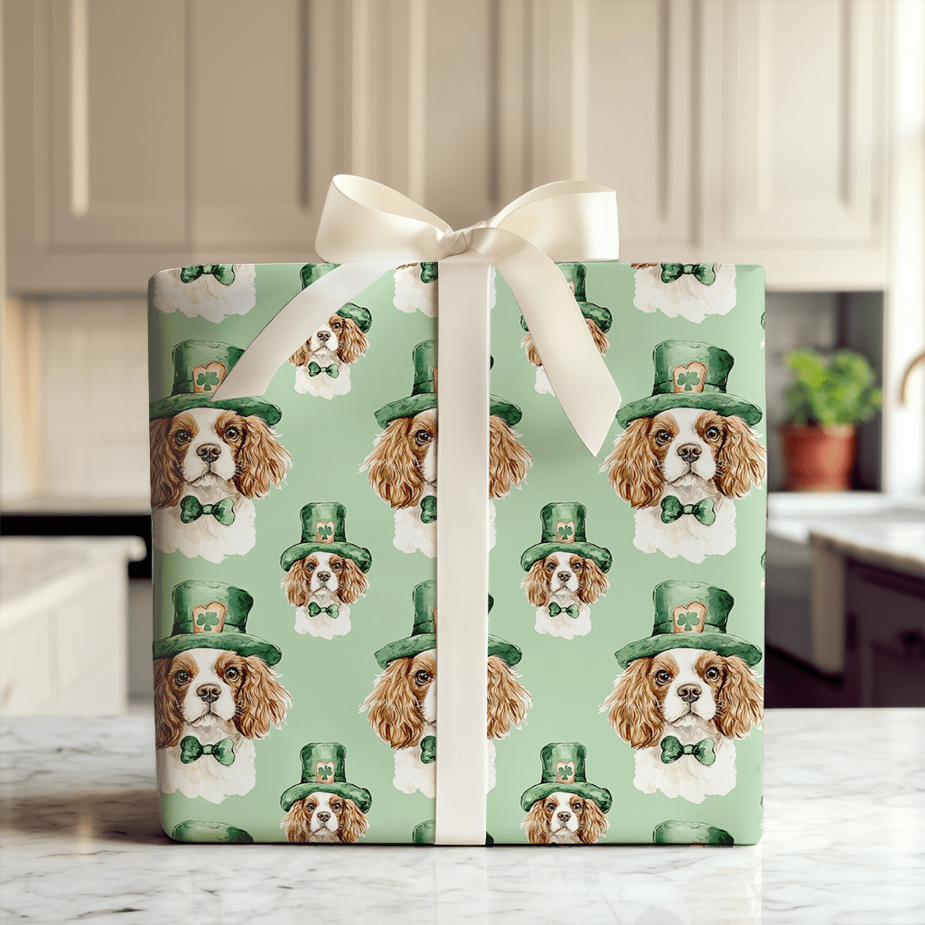 Leprechaun Cavalier King Charles - Wrapping Paper - Aspen & Arlo