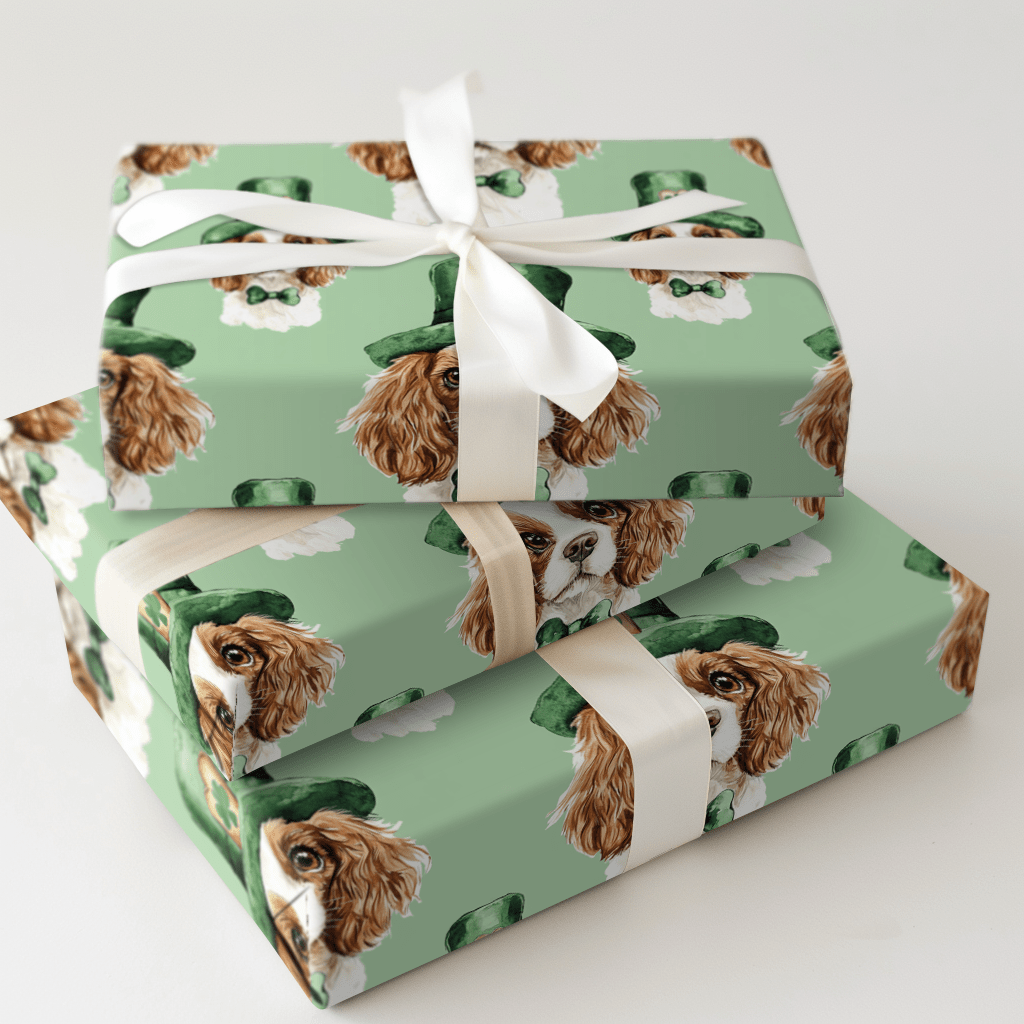 Leprechaun Cavalier King Charles - Wrapping Paper - Aspen & Arlo