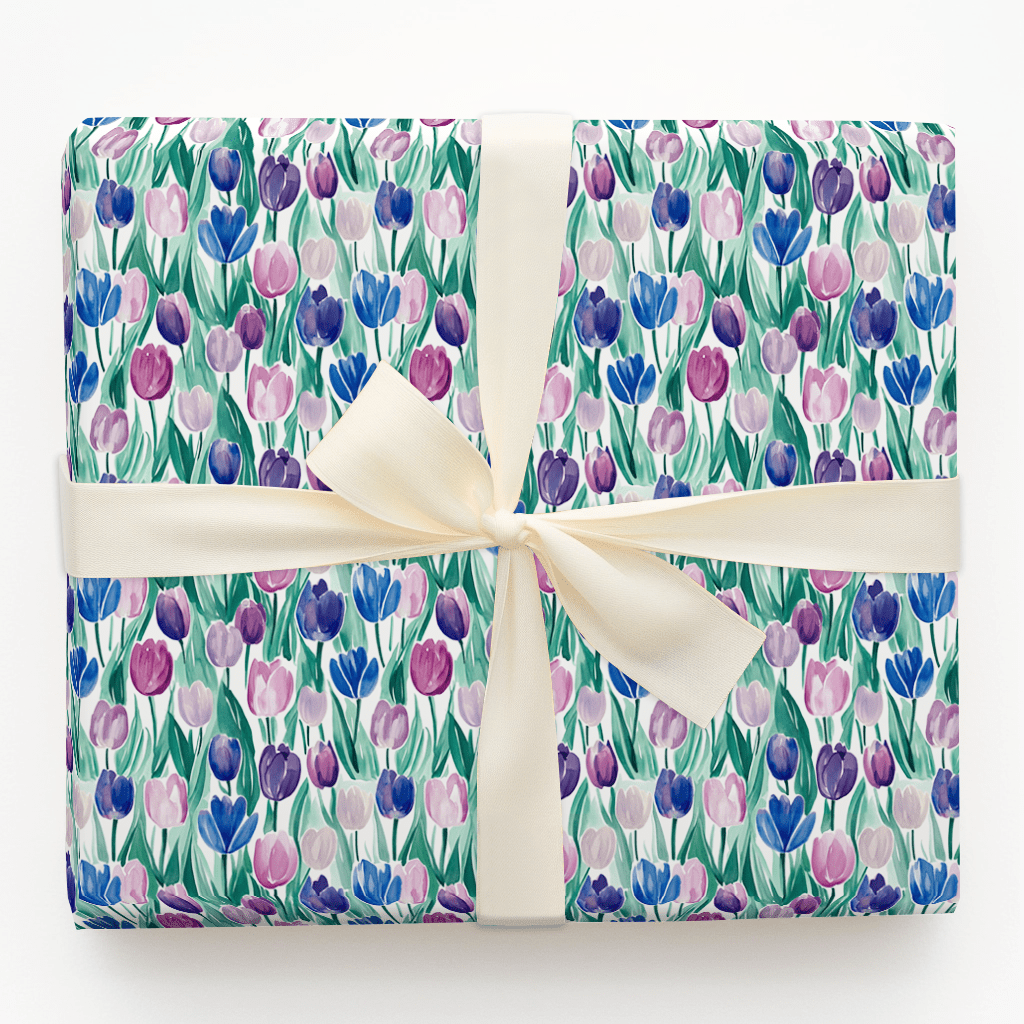 Somebunny Loves Purple Tulips - Wrapping Paper - Aspen & Arlo