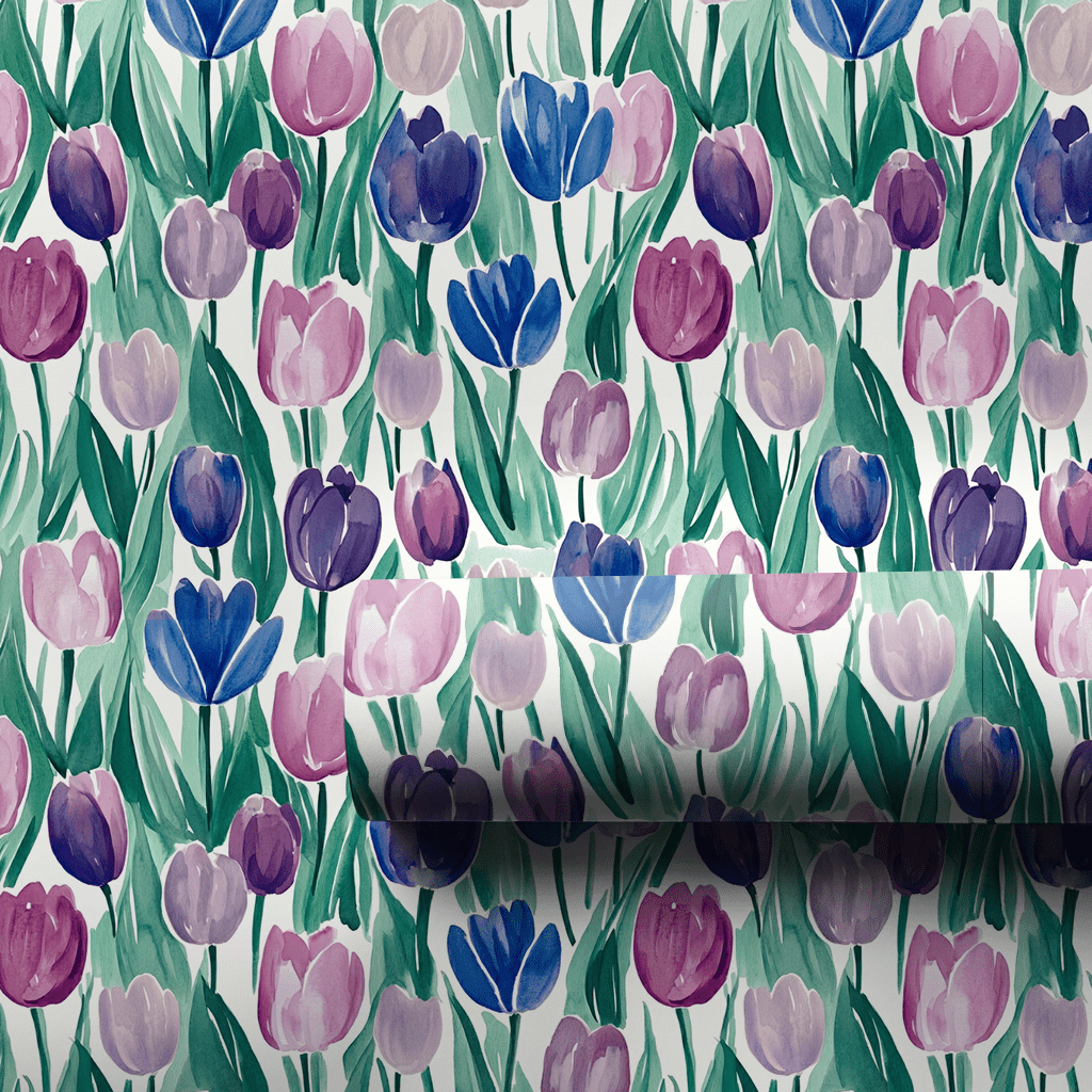 Somebunny Loves Purple Tulips - Wrapping Paper - Aspen & Arlo