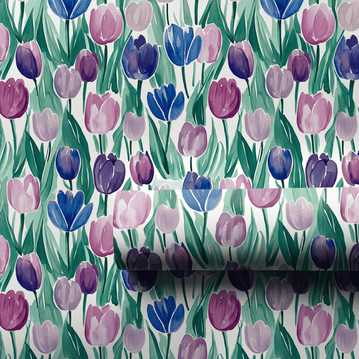 Somebunny Loves Purple Tulips - Wrapping Paper - Aspen & Arlo
