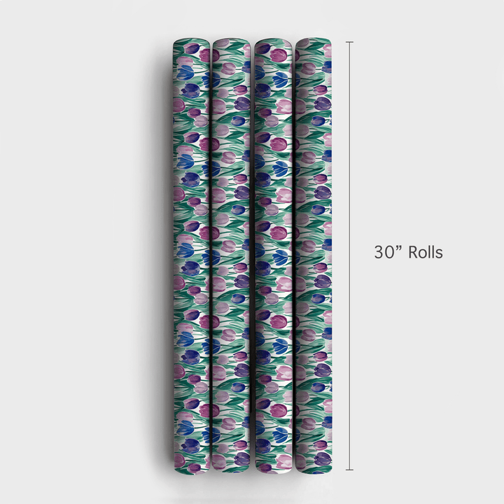 Somebunny Loves Purple Tulips - Wrapping Paper - Aspen & Arlo
