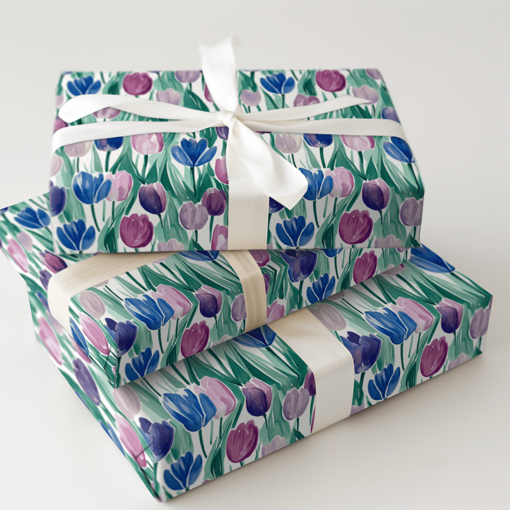 Somebunny Loves Purple Tulips - Wrapping Paper - Aspen & Arlo