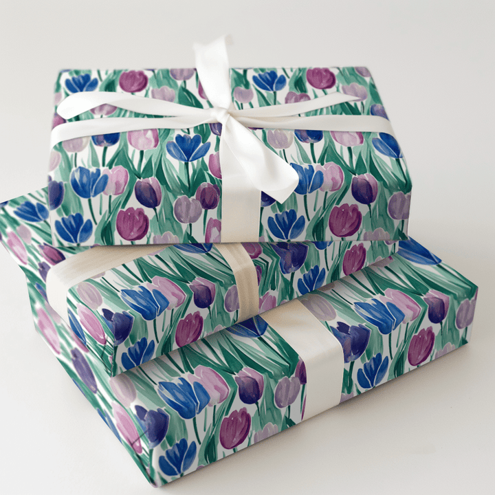 Somebunny Loves Purple Tulips - Wrapping Paper - Aspen & Arlo