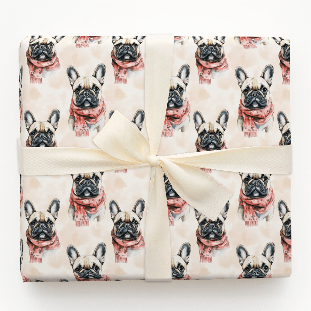 Bundle Up with the Tan Frenchie - Wrapping Paper - Aspen & Arlo