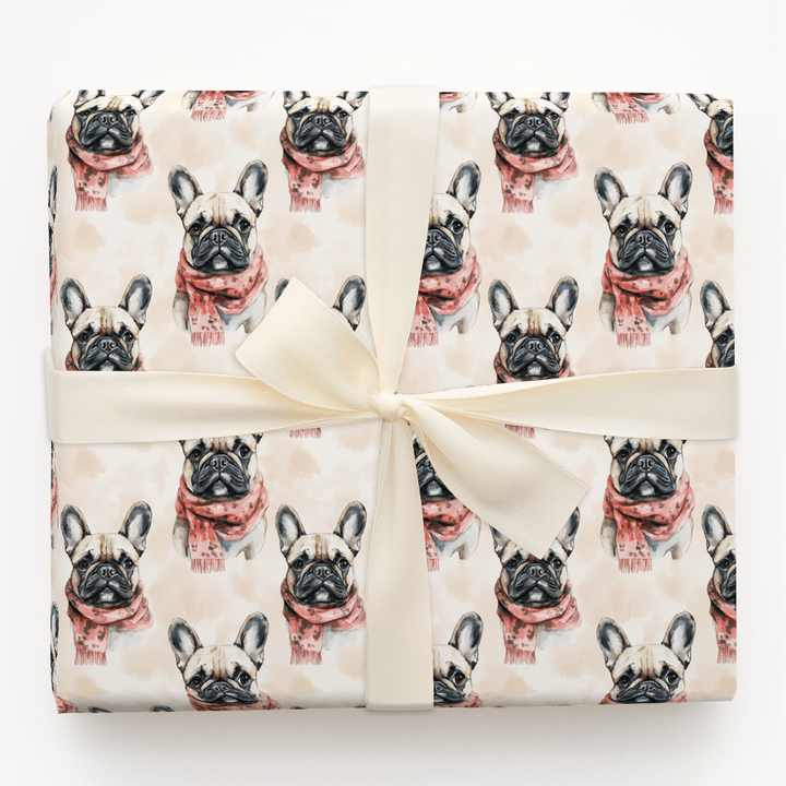 Bundle Up with the Tan Frenchie - Wrapping Paper - Aspen & Arlo
