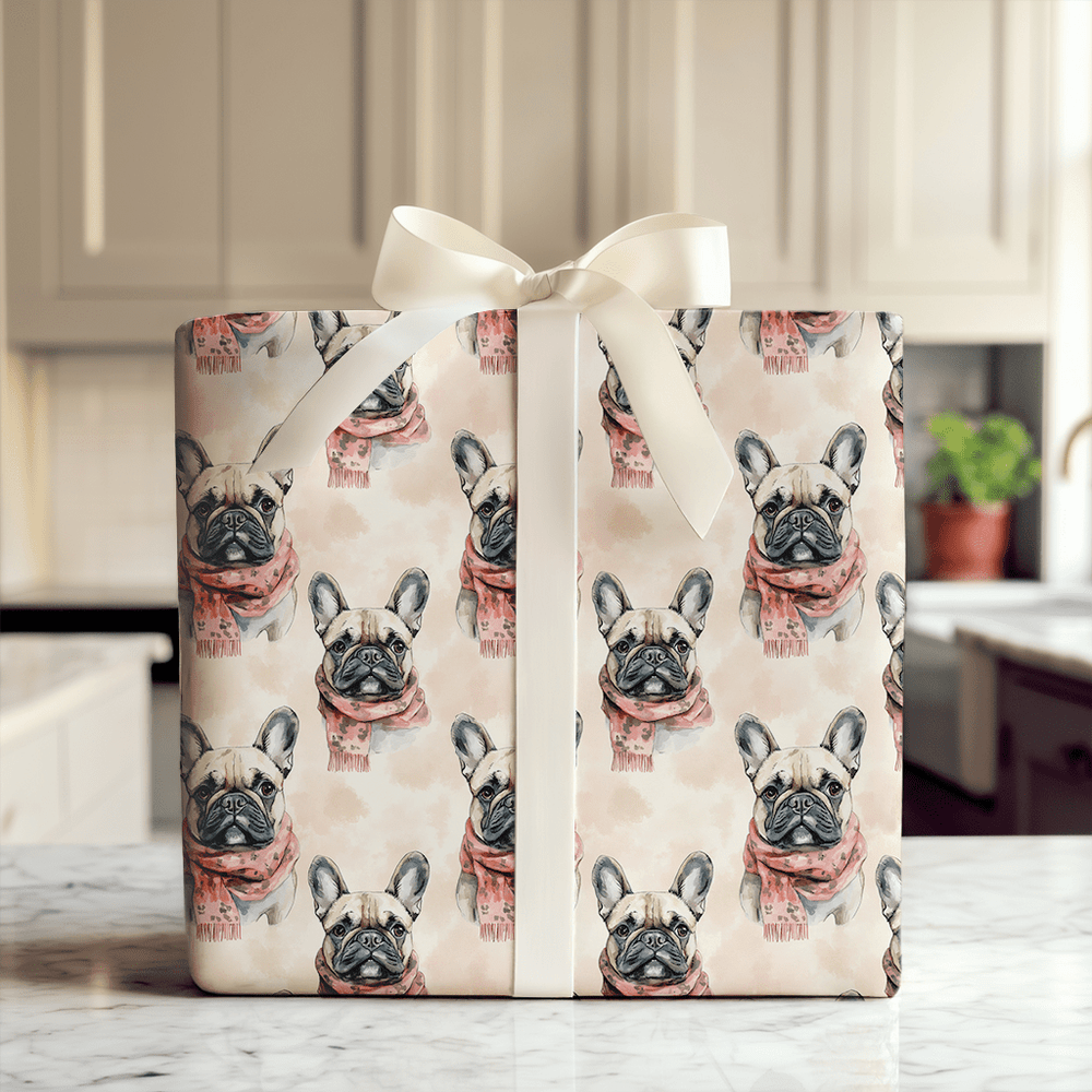 Bundle Up with the Tan Frenchie - Wrapping Paper - Aspen & Arlo