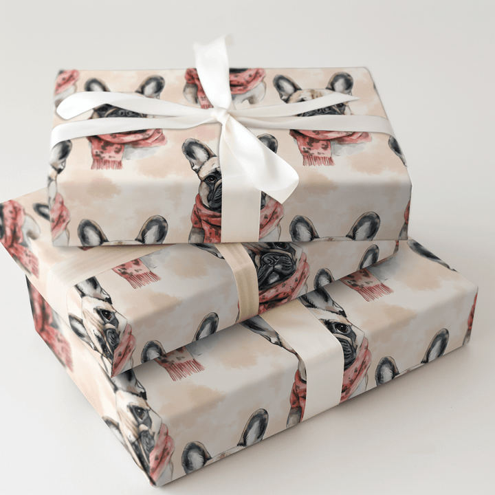 Bundle Up with the Tan Frenchie - Wrapping Paper - Aspen & Arlo