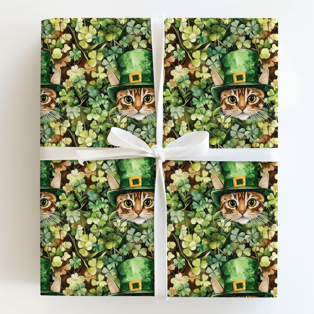 Leprechaun Sneaky Cat - Wrapping Paper - Aspen & Arlo