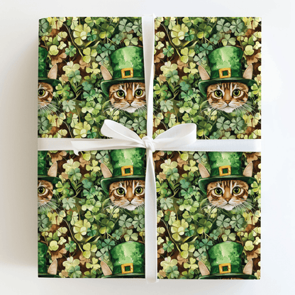 Leprechaun Sneaky Cat - Wrapping Paper - Aspen & Arlo
