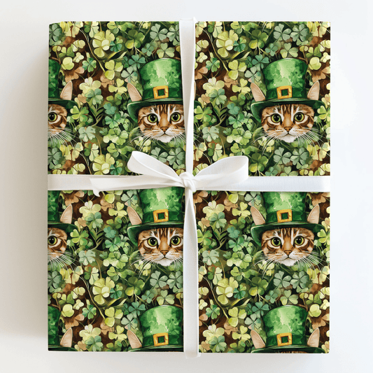 Leprechaun Sneaky Cat - Wrapping Paper - Aspen & Arlo