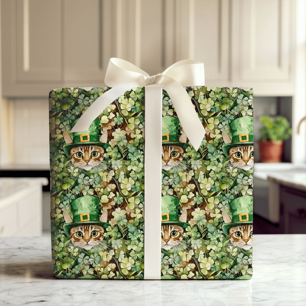 Leprechaun Sneaky Cat - Wrapping Paper - Aspen & Arlo