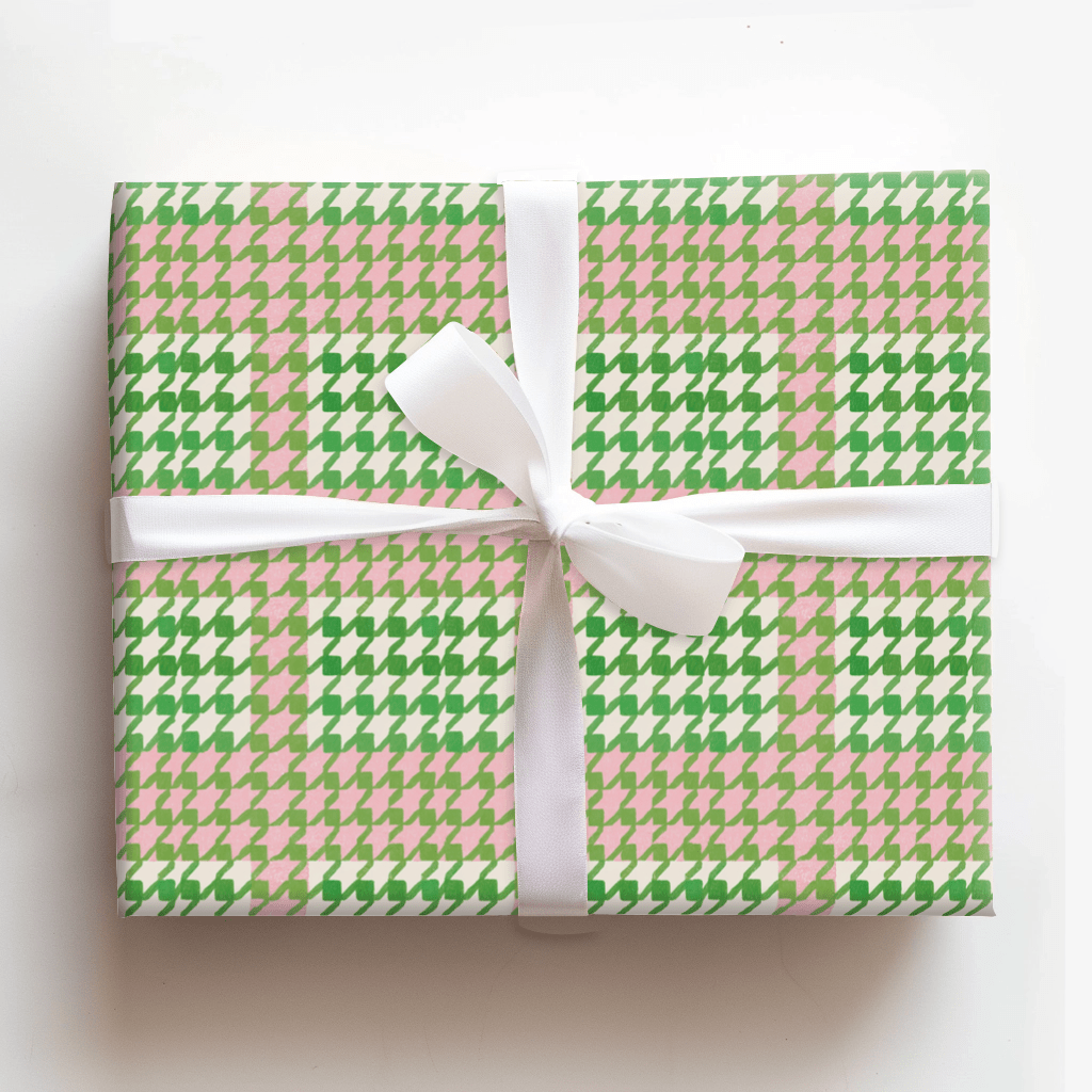 Pink Houndstooth Pop - Wrapping Paper - Aspen & Arlo