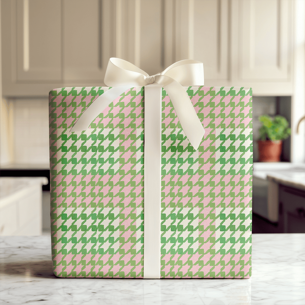 Pink Houndstooth Pop - Wrapping Paper - Aspen & Arlo