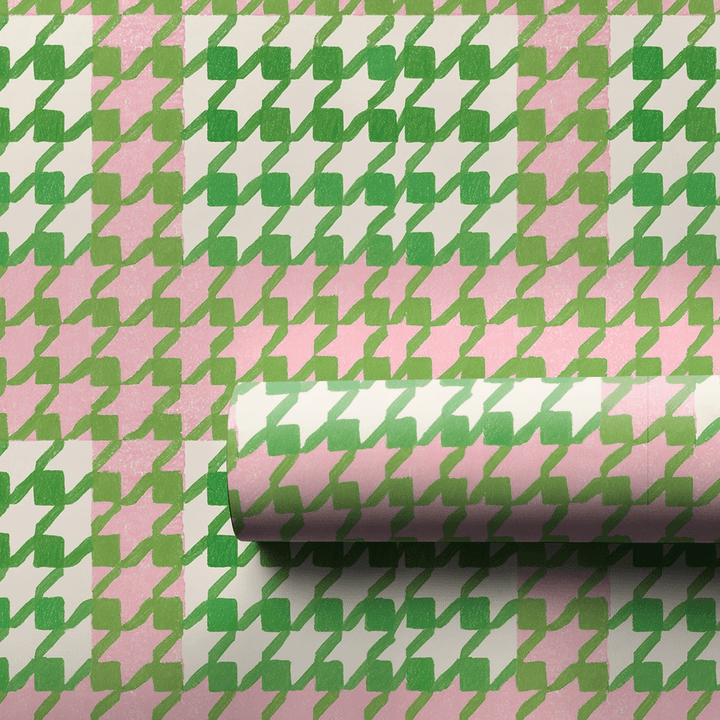Pink Houndstooth Pop - Wrapping Paper - Aspen & Arlo