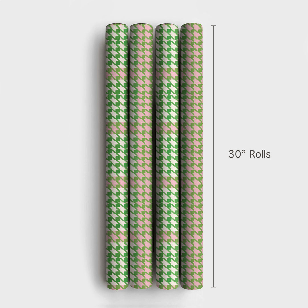 Pink Houndstooth Pop - Wrapping Paper - Aspen & Arlo