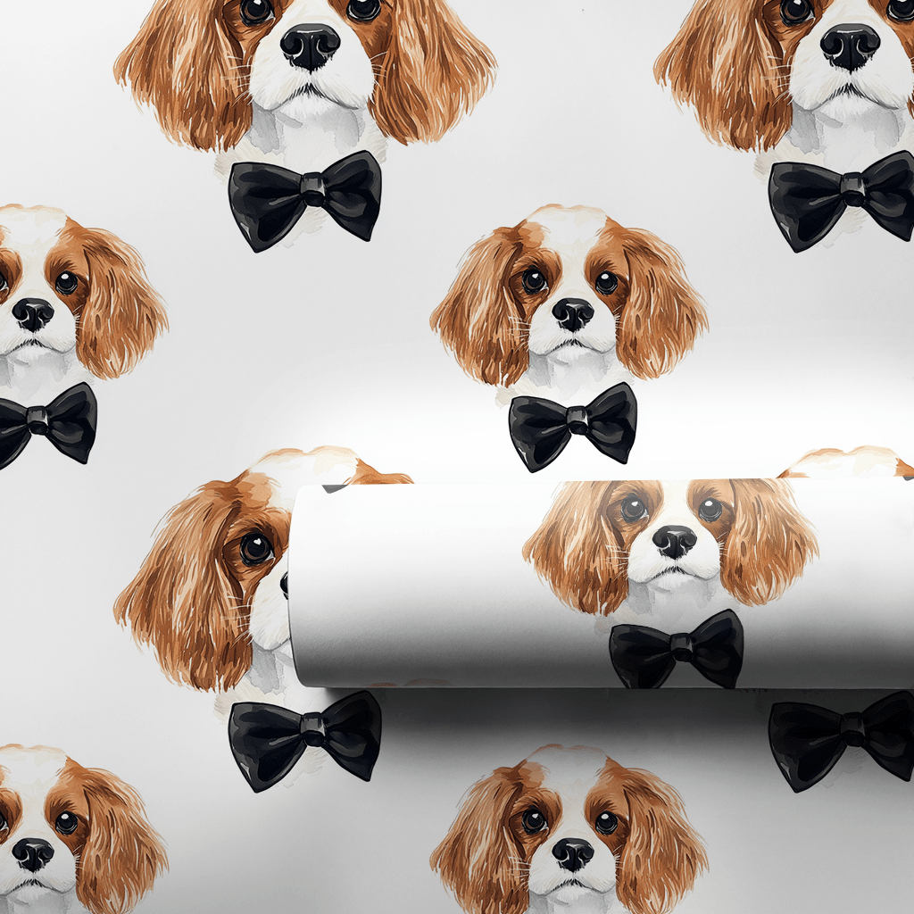 Black Tie with the Cavalier King Charles - Wrapping Paper - Aspen & Arlo