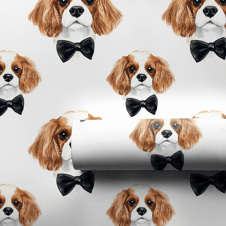 Black Tie with the Cavalier King Charles - Wrapping Paper - Aspen & Arlo