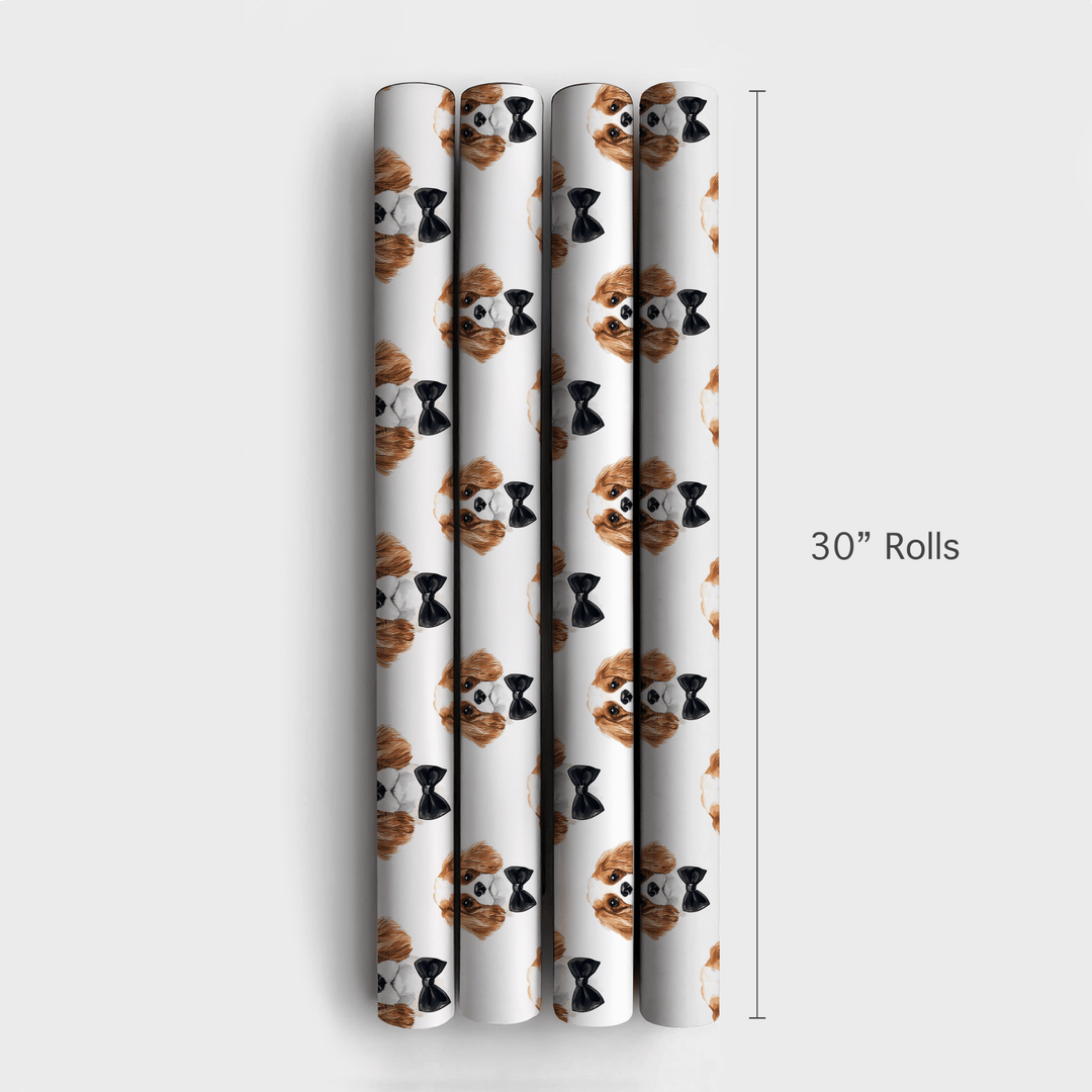 Black Tie with the Cavalier King Charles - Wrapping Paper - Aspen & Arlo